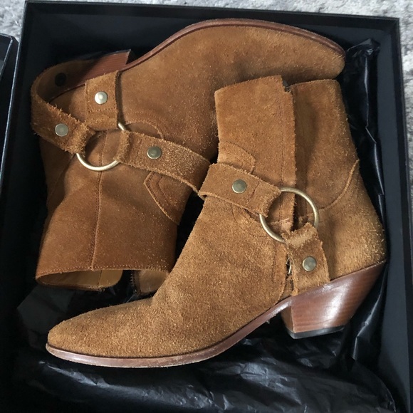 Saint Laurent Brown Suede Booties - Picture 1 of 8